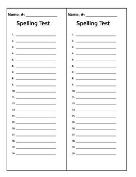 blank spelling test template